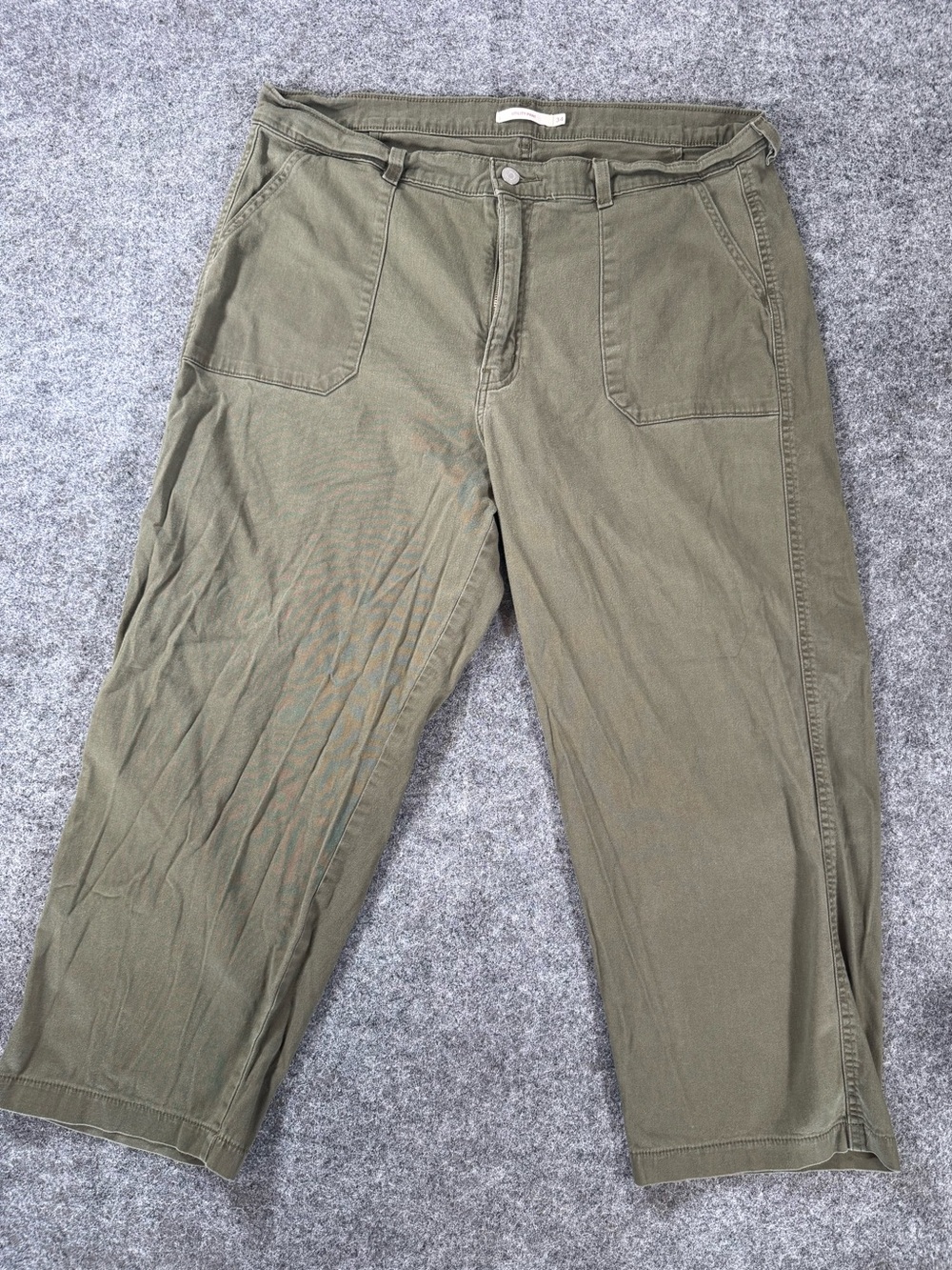 Levis Utility Pants Womens‎ 34 Olive Green Cropped Wide Leg Patch Pocket Cargo